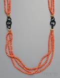 14kt Gold Coral and Jade Necklace