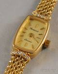 Ladys 14kt Gold and Diamond Geneve Quartz Bracelet Wristwatch