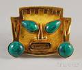 Peruvian 14kt Gold and Malachite Brooch