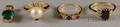 Four 14kt Gold Gemset Jewelry Items