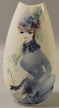Rosenthal Midcentury Transferdecorated Portrait of a Young Womandecorated Porcelain Vase