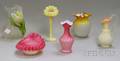 Six Mostly Late Victorian Colored Art Glass Vases