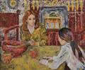 Antonio Sereix Codina Spanish b 1931 Interior  Mother and Daughter at a Table