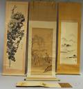 Three Asian Painted Scrolls and a Book