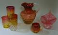 Seven Pieces of Late Victorian Mostly Colored Art Glass