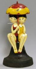 Art Decostyle Painted Cast Iron Bathing Beauties Doorstop