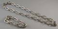 18kt White Gold Italian Textured Chainlink Necklace and Bracelet