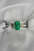Platinum Emerald and Diamond Ring