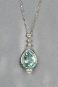 Aquamarine and Diamond Pendant