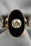 14kt Gold Onyx and Diamond Ring