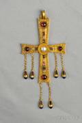 Antique 18kt Gold Gemset Cross