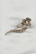 Antique Diamond Flower Brooch