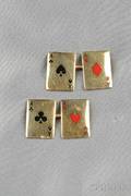 14kt Gold and Enamel Playing Card Cuff Links Cartier