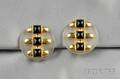 18kt Gold Rock Crystal and Black Onyx Earclips Aldo Cipullo Cartier