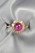 Antique Star Ruby and Diamond Ring