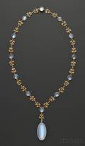 Arts  Crafts Moonstone and Split Pearl Necklace Tiffany  Co
