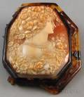 Tortoiseshellframed Shellcarved Cameo Brooch
