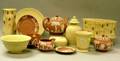 Twelve Wedgwood Primrose and Salmon Solid Jasper Table Items