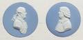Pair of Solid Light Blue Jasper Portrait Medallions