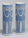 Pair of Wedgwood Light Blue Jasper Dip Spill Vases
