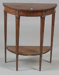 Edwardian Fruitwood Inlaid Satinwood Demilune Side Table