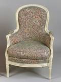Louis XVI Style Pickled Beechwood Bergere en Cabriolet