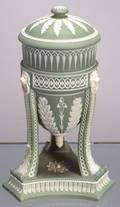 Wedgwood Light Green Jasper Dip Tripod Vase and Cover