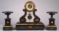 ThreePiece Marble and Onyx Clock Garniture