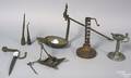 Group of wrought iron lighting to include courting candle