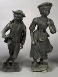Pair of Cast Lead Garden Statuary Figures 19th century