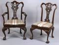 Set of Eight Chippendalestyle Mahogany Dining Chairs