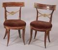 Pair of Italian Neoclassical Red Painted and Parcelgilt Side Chairs