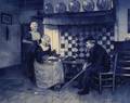 Handpainted Delft Genre Scene Tile Picture