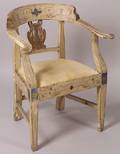 Italian Neoclassical Painted and Parcelgilt Writing Armchair