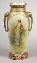 European Handpainted Porcelain Portrait Vase