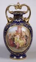 Austrian Porcelain Cobalt Blue Enamel Decorated Mantel Vase