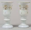 Pair of Gilt Decorated White Bristol Glass Vases