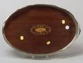 Edwardian Silver Plate Mahogany and Inlay Tea Tray