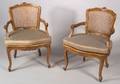 Pair of Louis XV Style Caned Beechwood Fauteuil en Cabriolet
