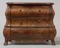 Miniature Louis XV Style Walnut Veneered Bombe Chest of Drawers