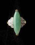 14k Gold Marquis Shaped Jade  Diamond Ring