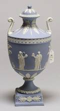 Modern Wedgwood Solid Light Blue Jasper Vase and Cover