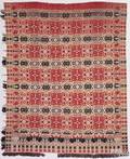 Lebanon Pennsylvania red navy blue light green and white jacquard coverlet by Jacob Shalk