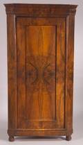 Austrian Biedermeier Walnut Corner Cupboard