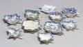 Collection of Ten Blue and White Staffordshire Leafshaped Sweetmeat Dishes