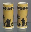 Pair of Wedgwood Yellow Jasper Dip Spill Vases