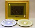 Framed Wedgwood Black Basalt Apotheosis of Homer Plaque and Two Commemorative Jasper Plates