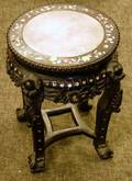 Chinese Marble Inset Carved Hardwood Inlaid Stand