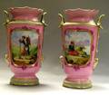 Pair of Paris Porcelain Handpainted Near Eastern Military Motif Decorated Vases