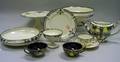 Thirtyeight Pieces of Lenox Silver Overlay White Glazed Porcelain Tableware and Six Cobalt Glazed Cups